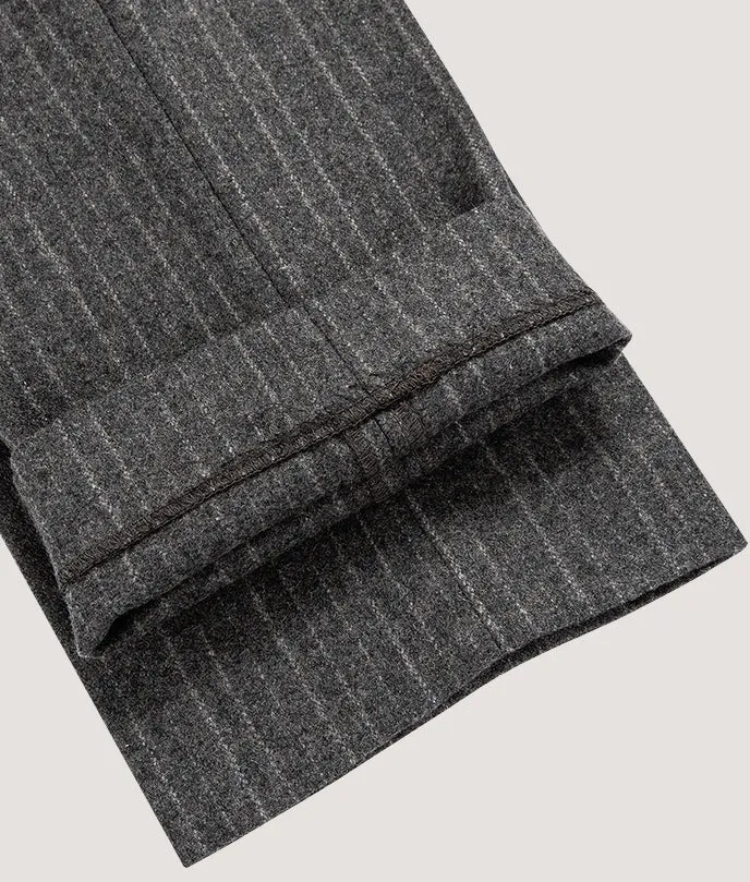 Grey Stripe Wool Blend Winter Suit