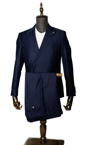 Hollman Notched Lapel Navy Suit