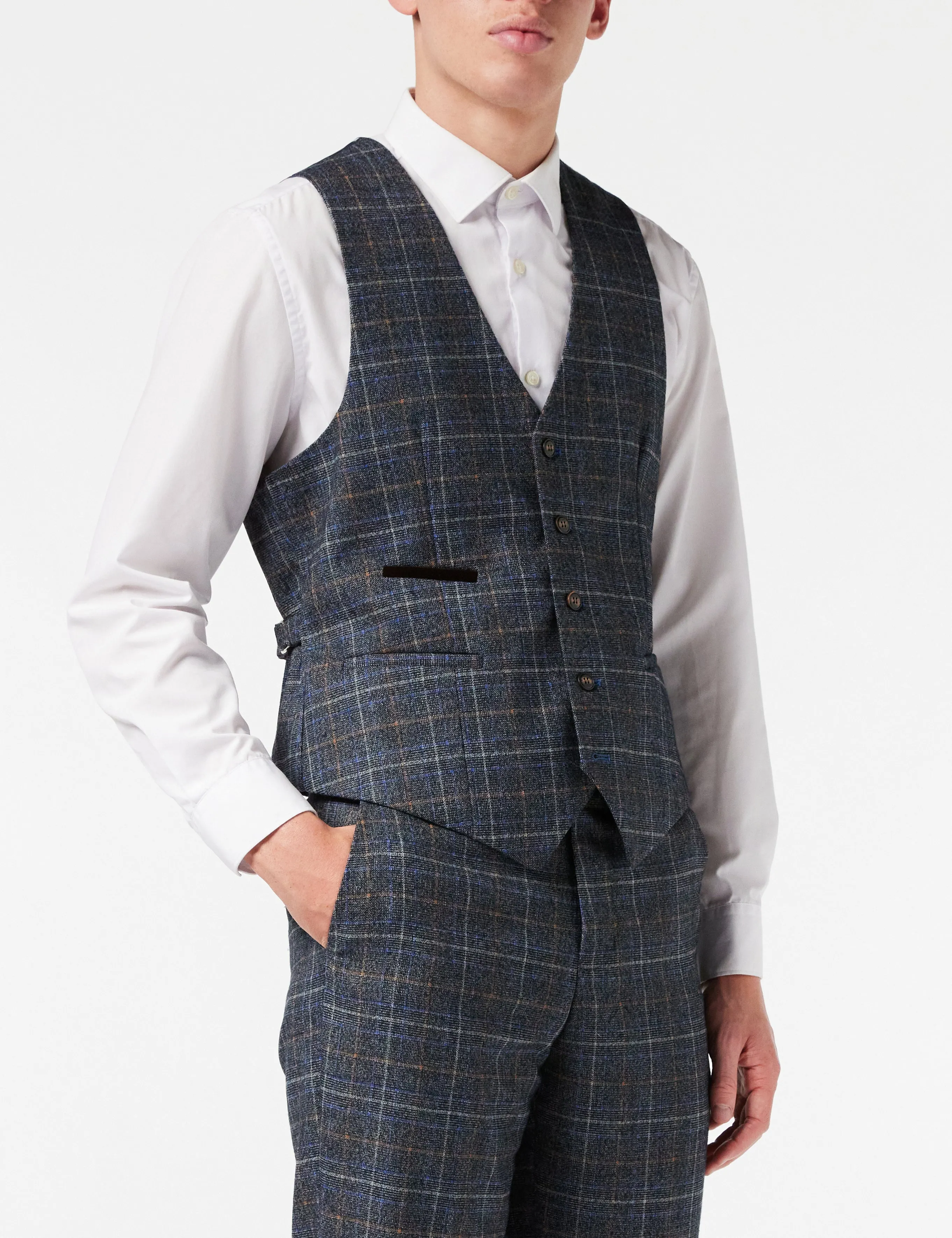 HUGO - TWEED CHECK SUIT IN GREY