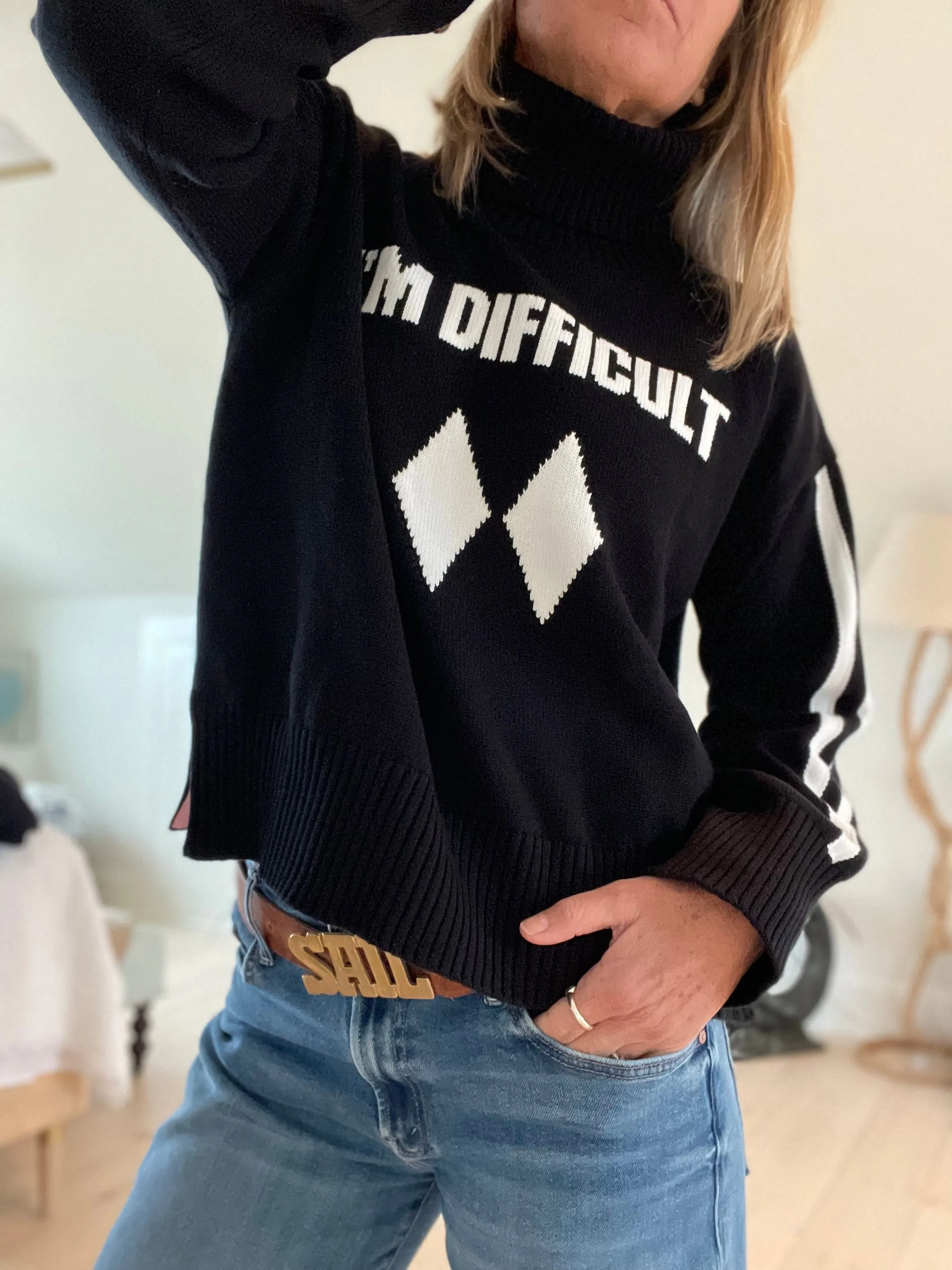 I'm Difficult Cotton Ski Sweater