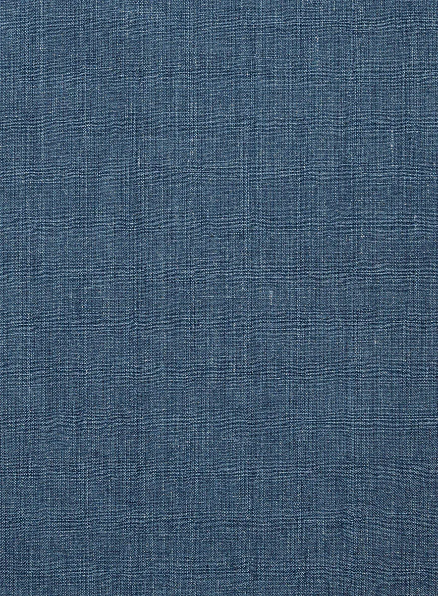 Indigo Blue Linen Suit - Golden Buttons