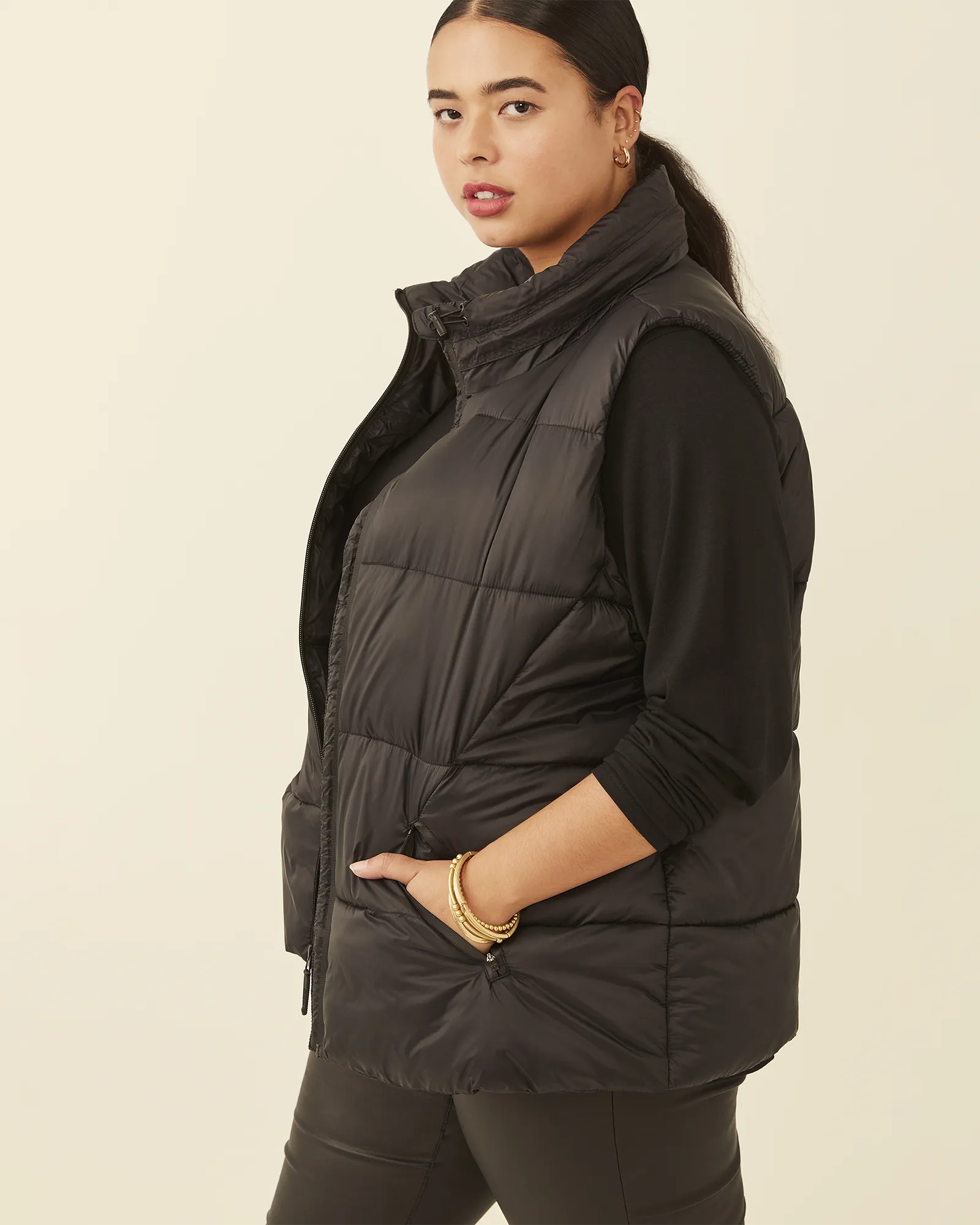 Iris Packable Puffer Vest | Black