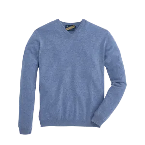 James V-Neck Cashmere Sweater - Heather Vintage Indigo