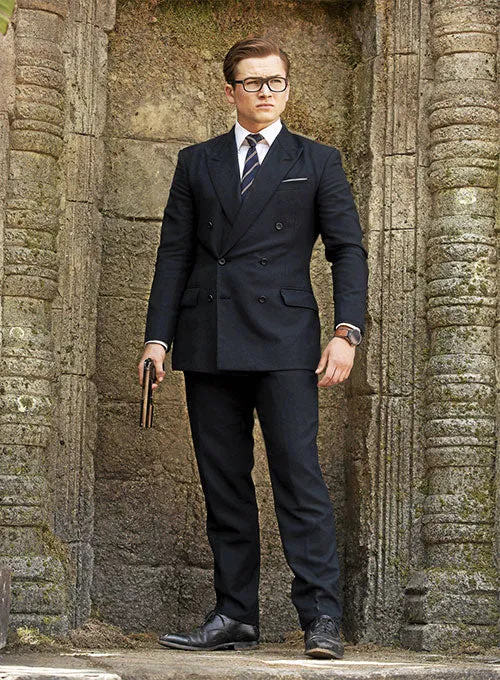 Kingsman Double Breasted Blue Wool Suit