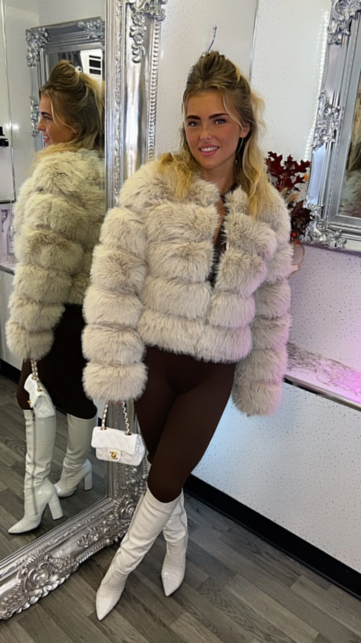 Ladies Winter Wonderland Faux Fur Coat