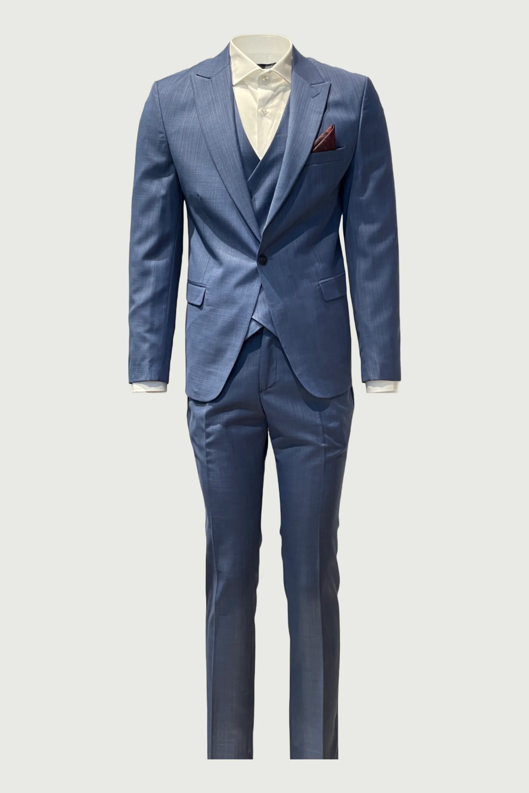 Light Blue 3-Piece Wool Suit