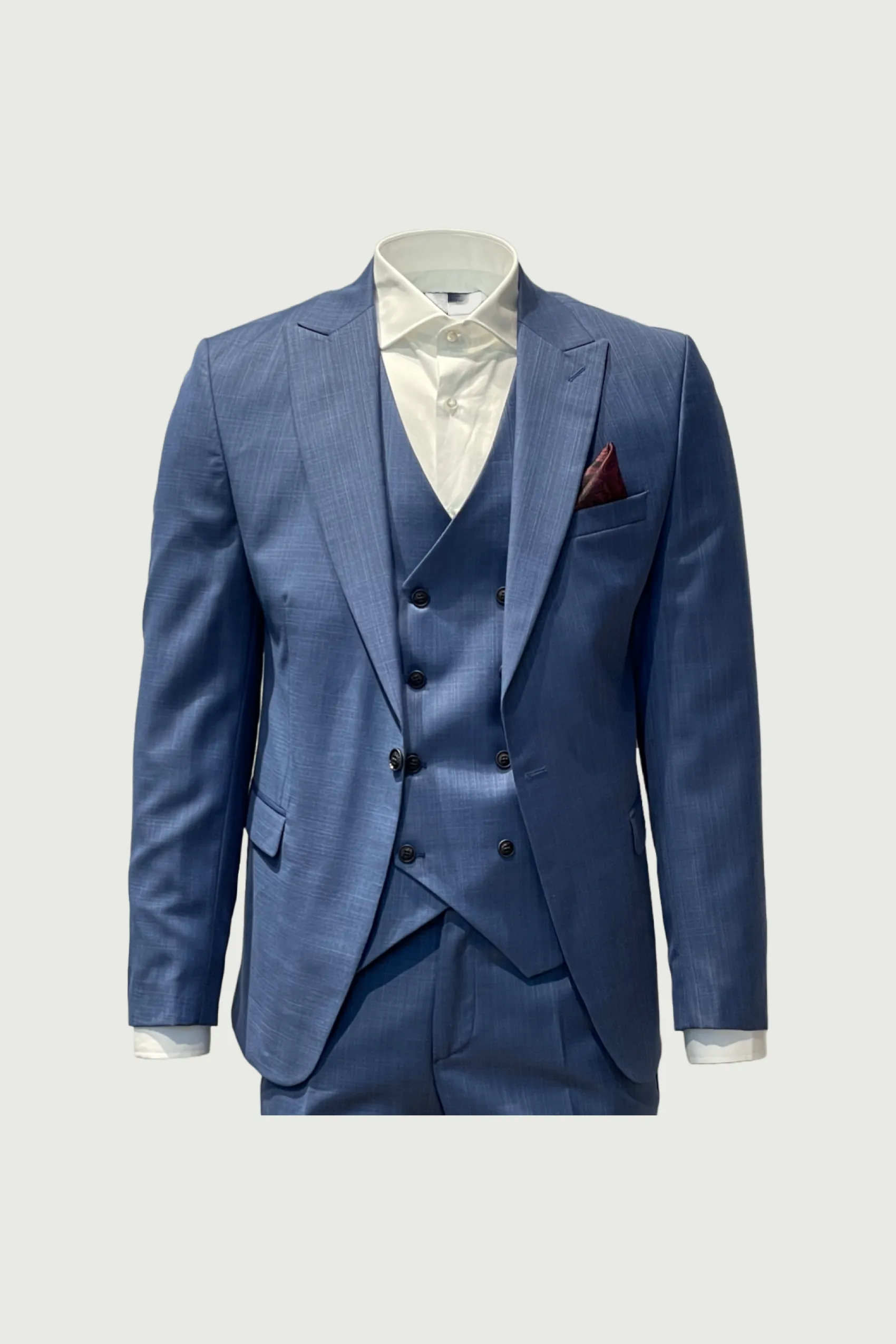 Light Blue 3-Piece Wool Suit