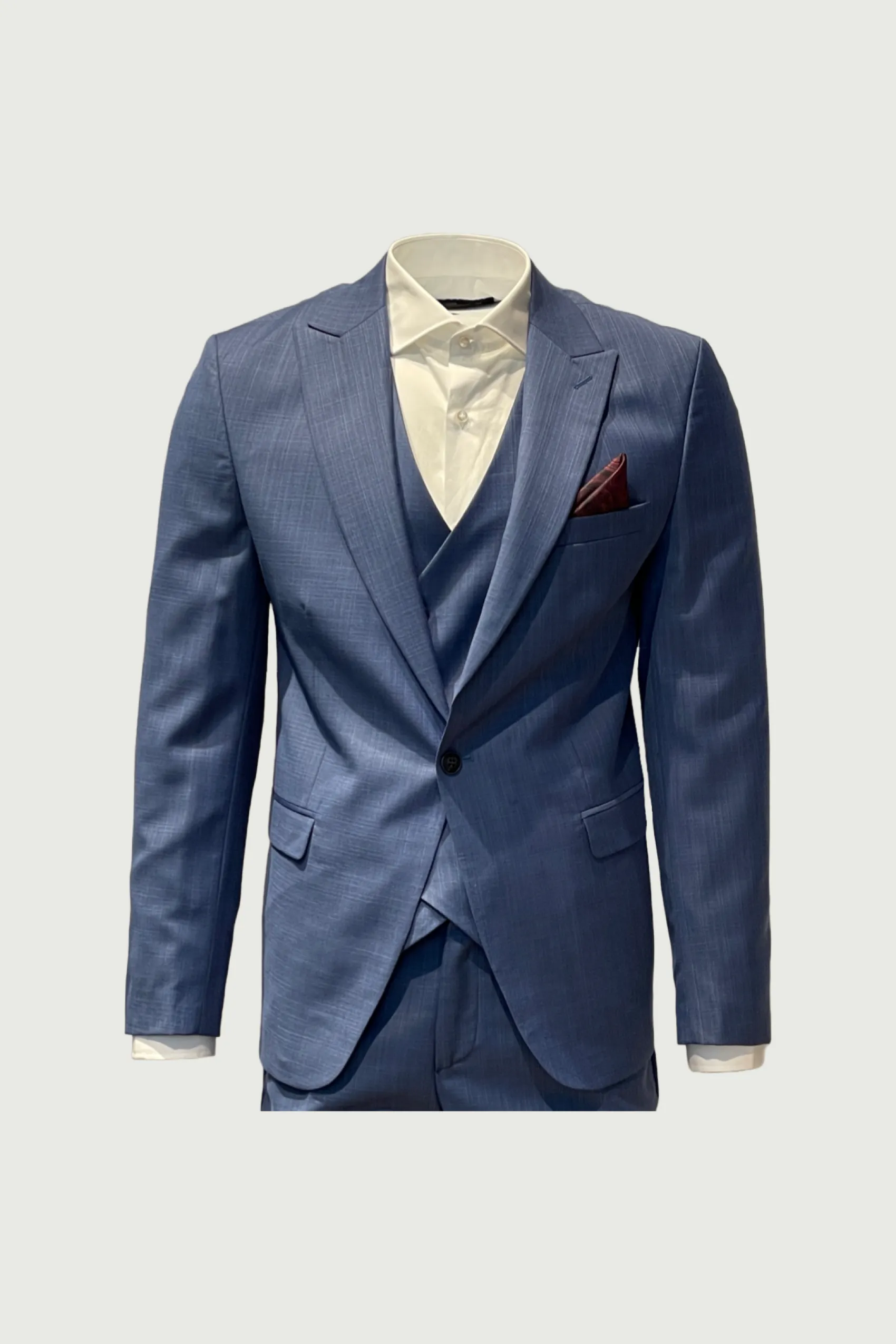 Light Blue 3-Piece Wool Suit