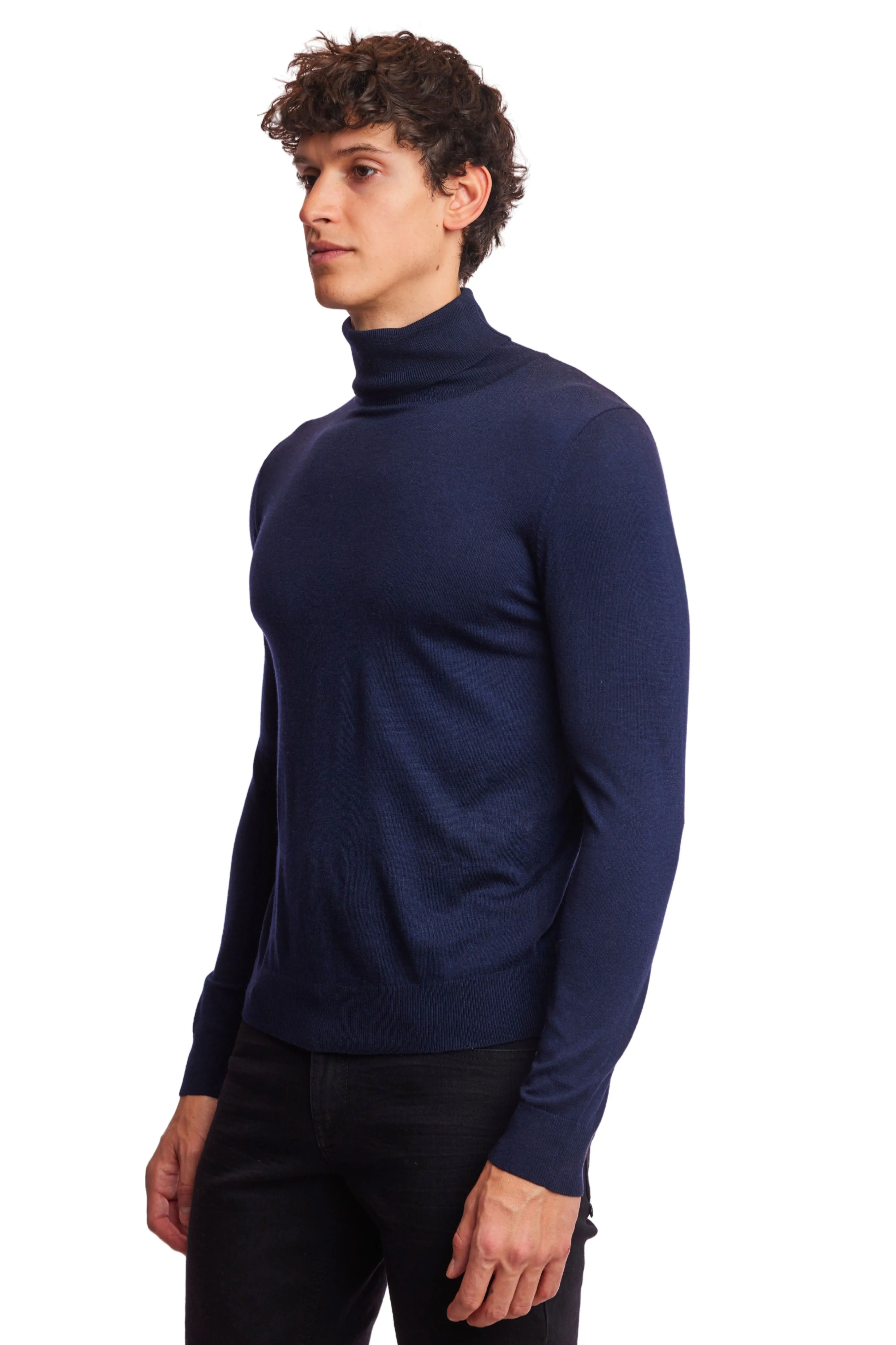 Luxe Fine Gauge Turtleneck - Navy