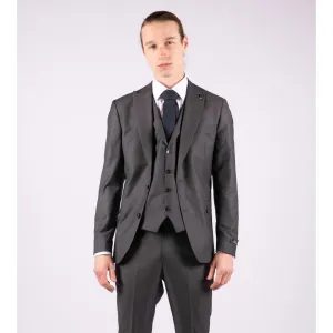 Mens 3 Piece Suit Charcoal Tailored Fit Smart Formal 1920 Classic Vintage Gatsby