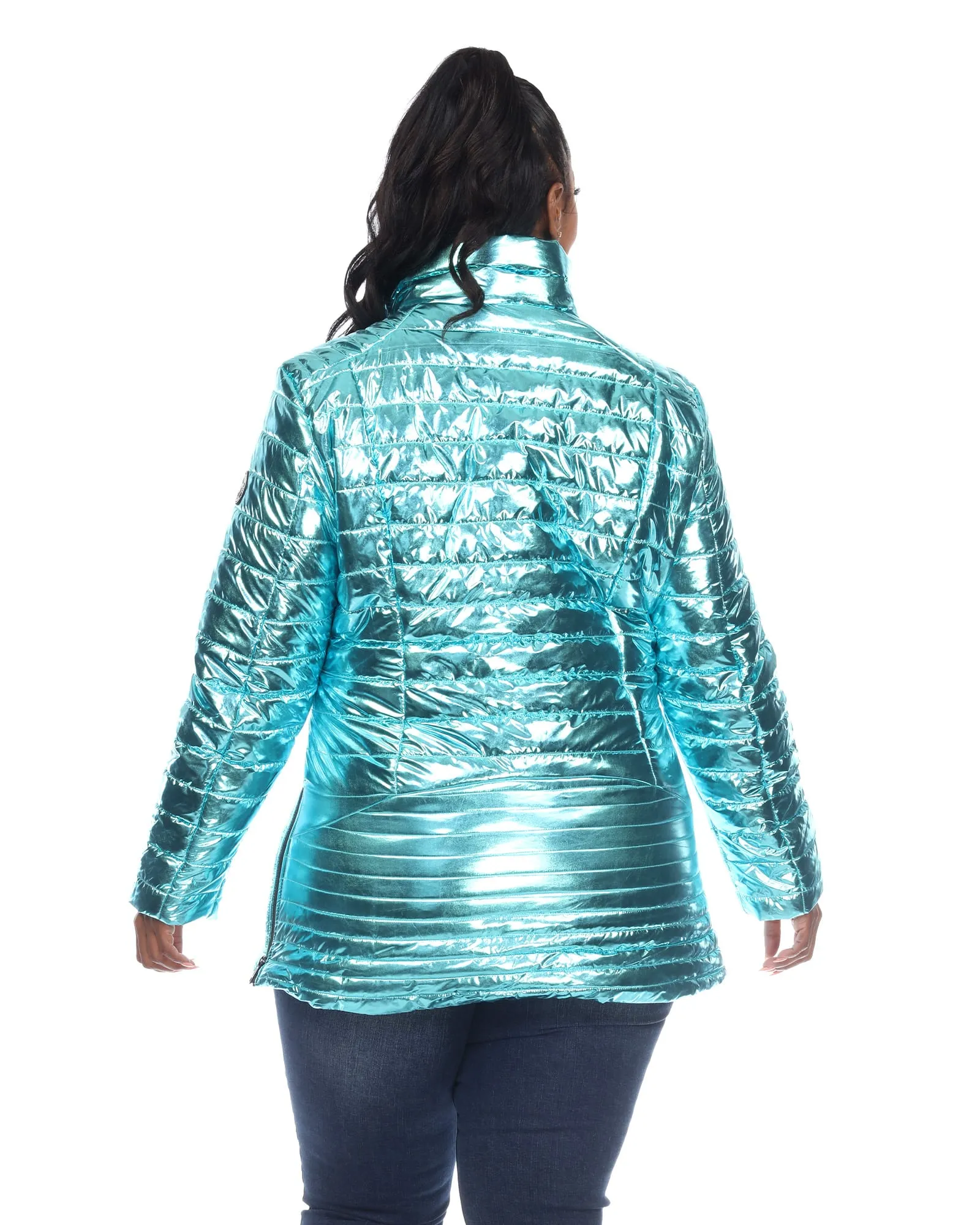 Metallic Puffer Coat | Mint