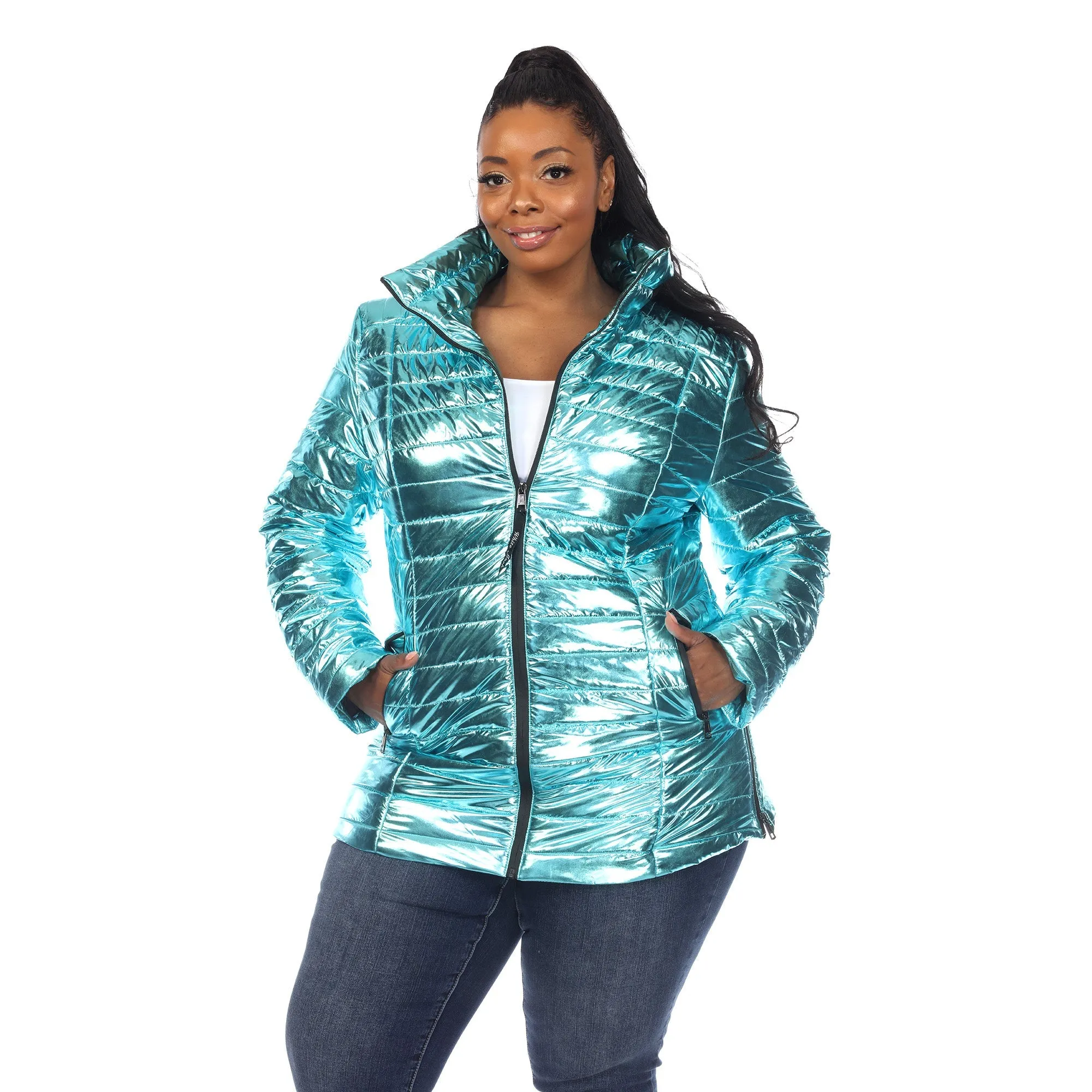 Metallic Puffer Coat - Plus