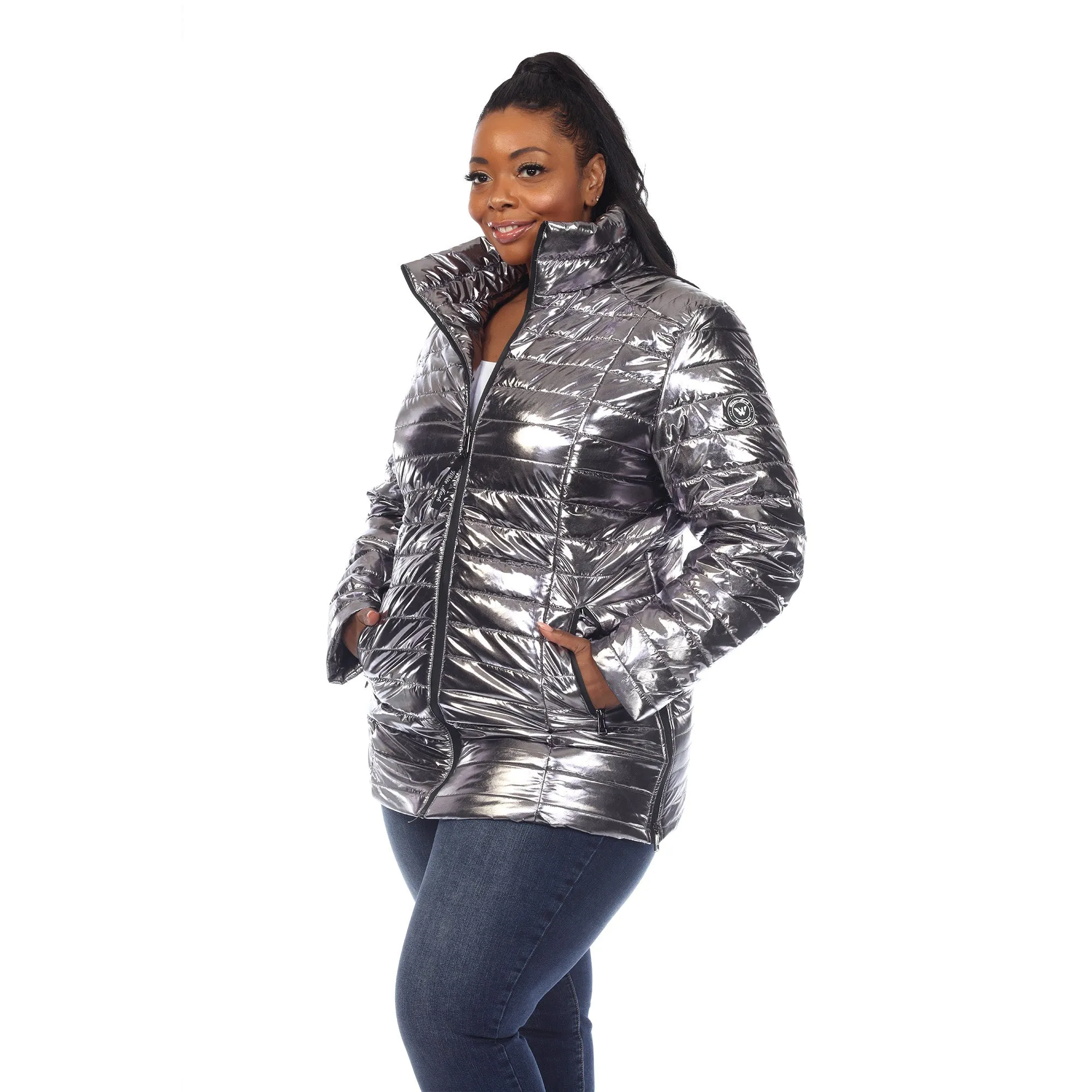 Metallic Puffer Coat - Plus