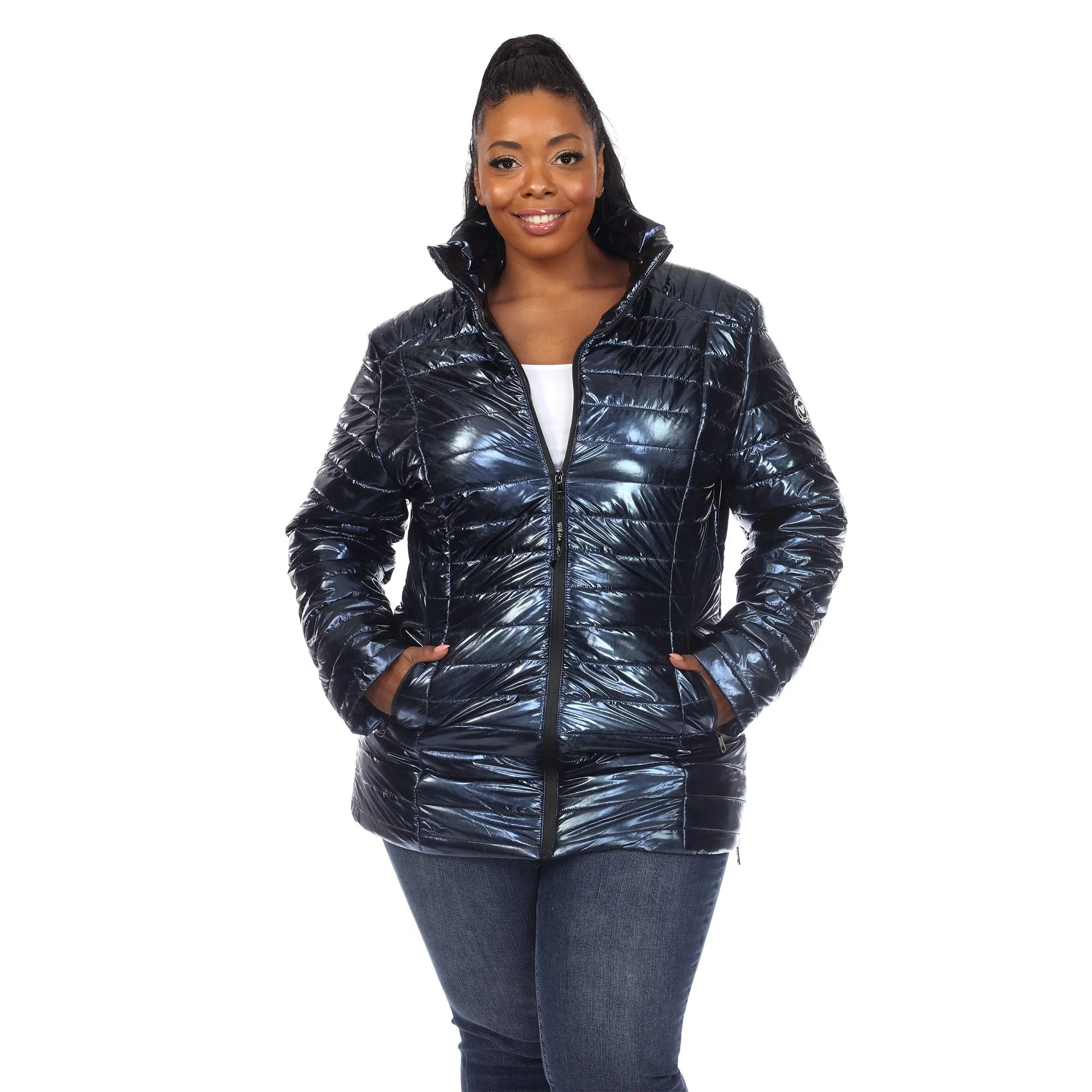 Metallic Puffer Coat - Plus