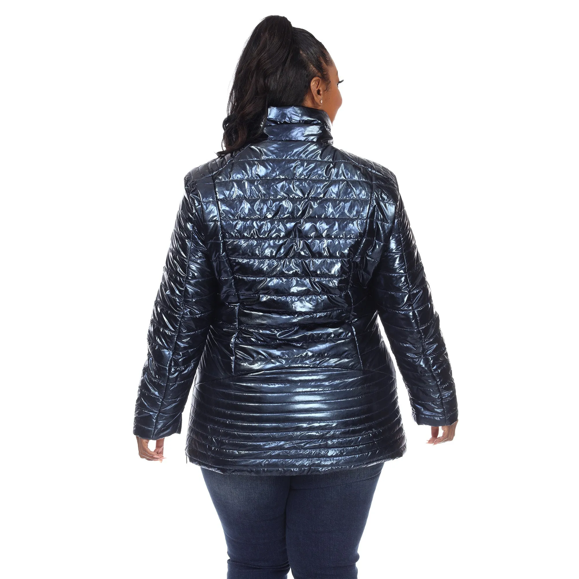 Metallic Puffer Coat - Plus