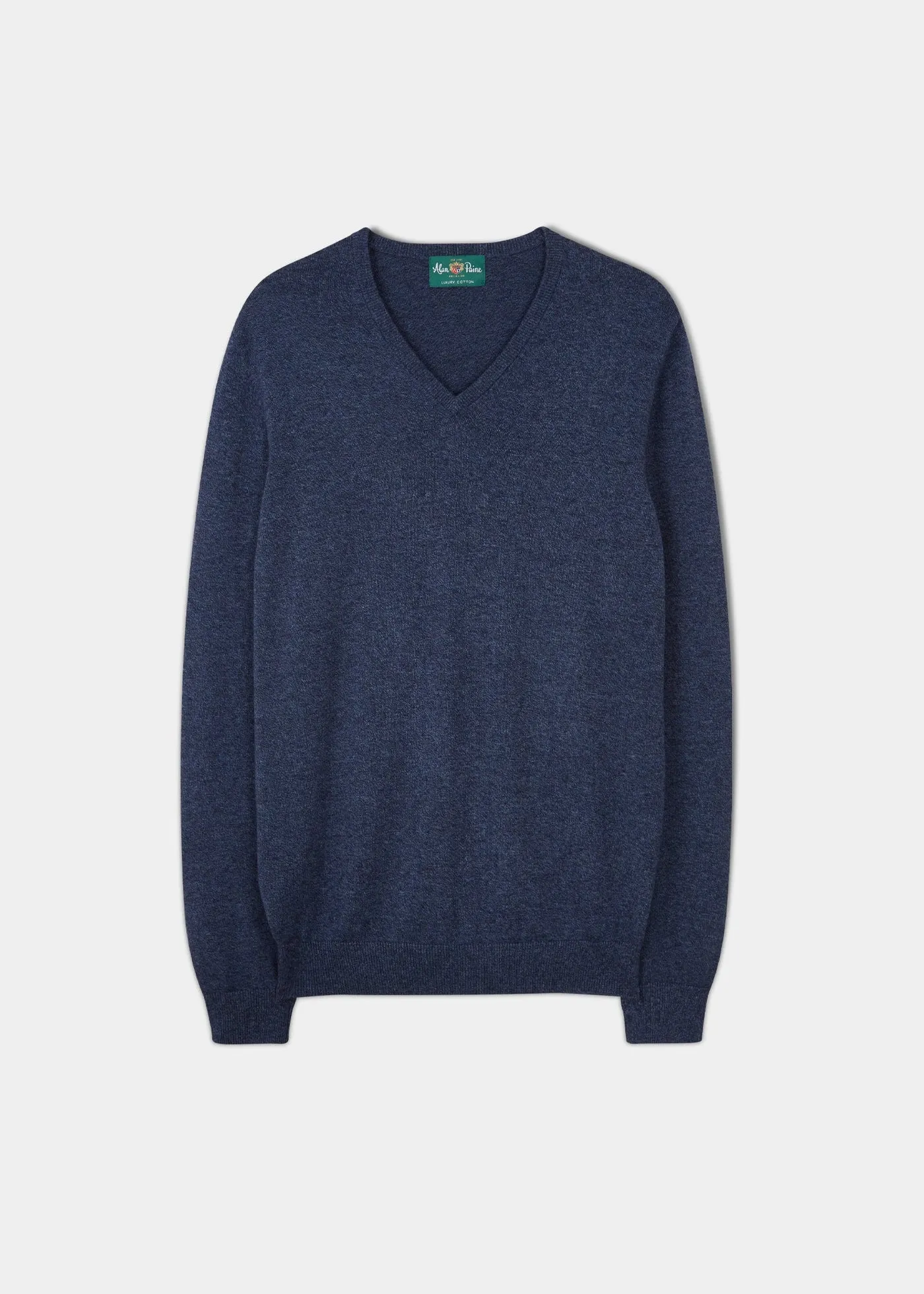 Midnight Cotton/Cashmere V-Neck Sweater