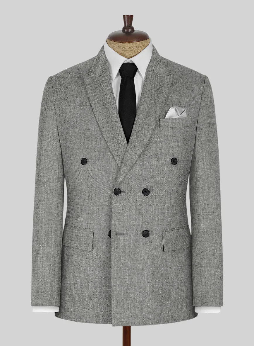 Napolean Sharkskin Light Gray Wool Suit