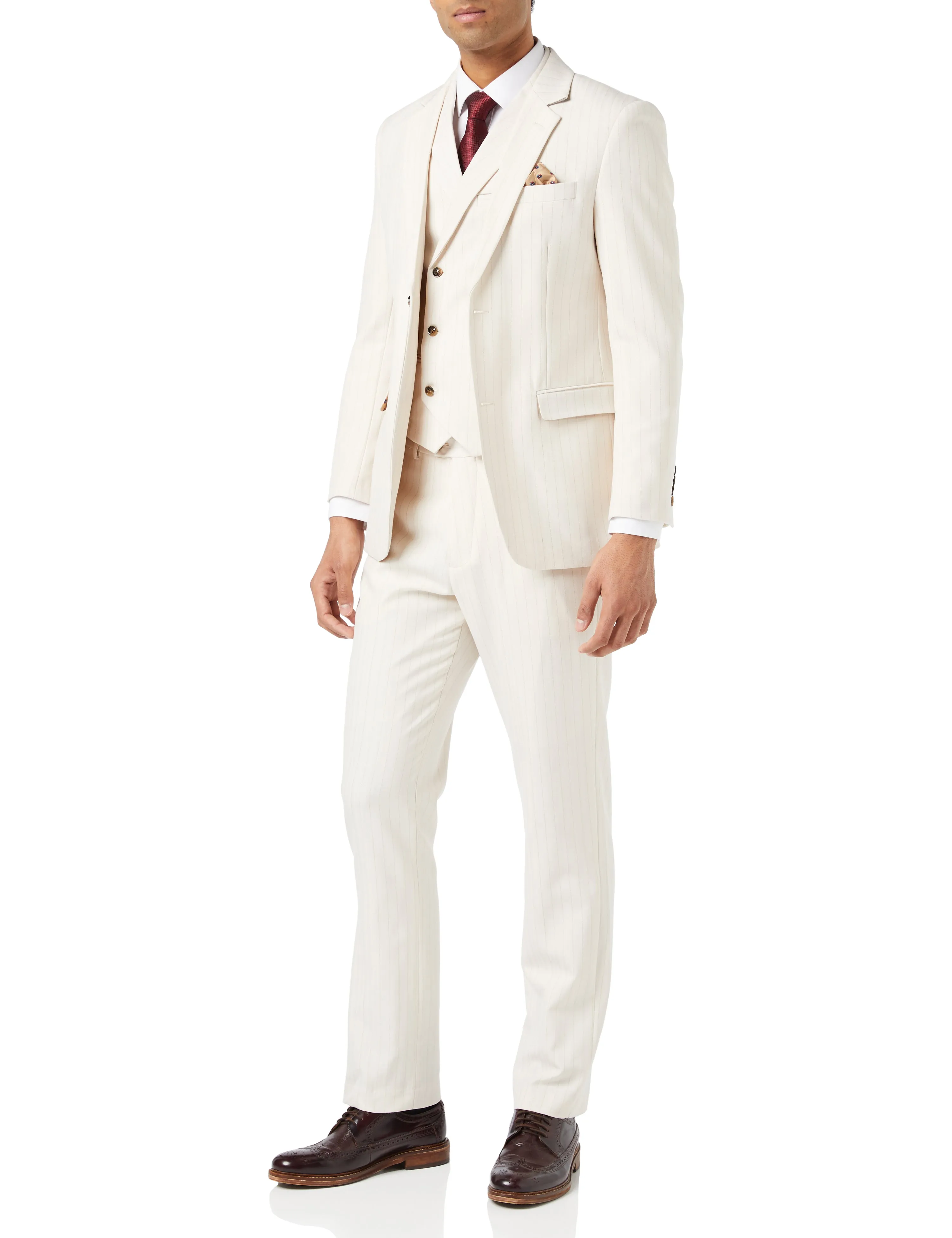 NEIL - BEIGE GOLD PINSTRIPE SUIT