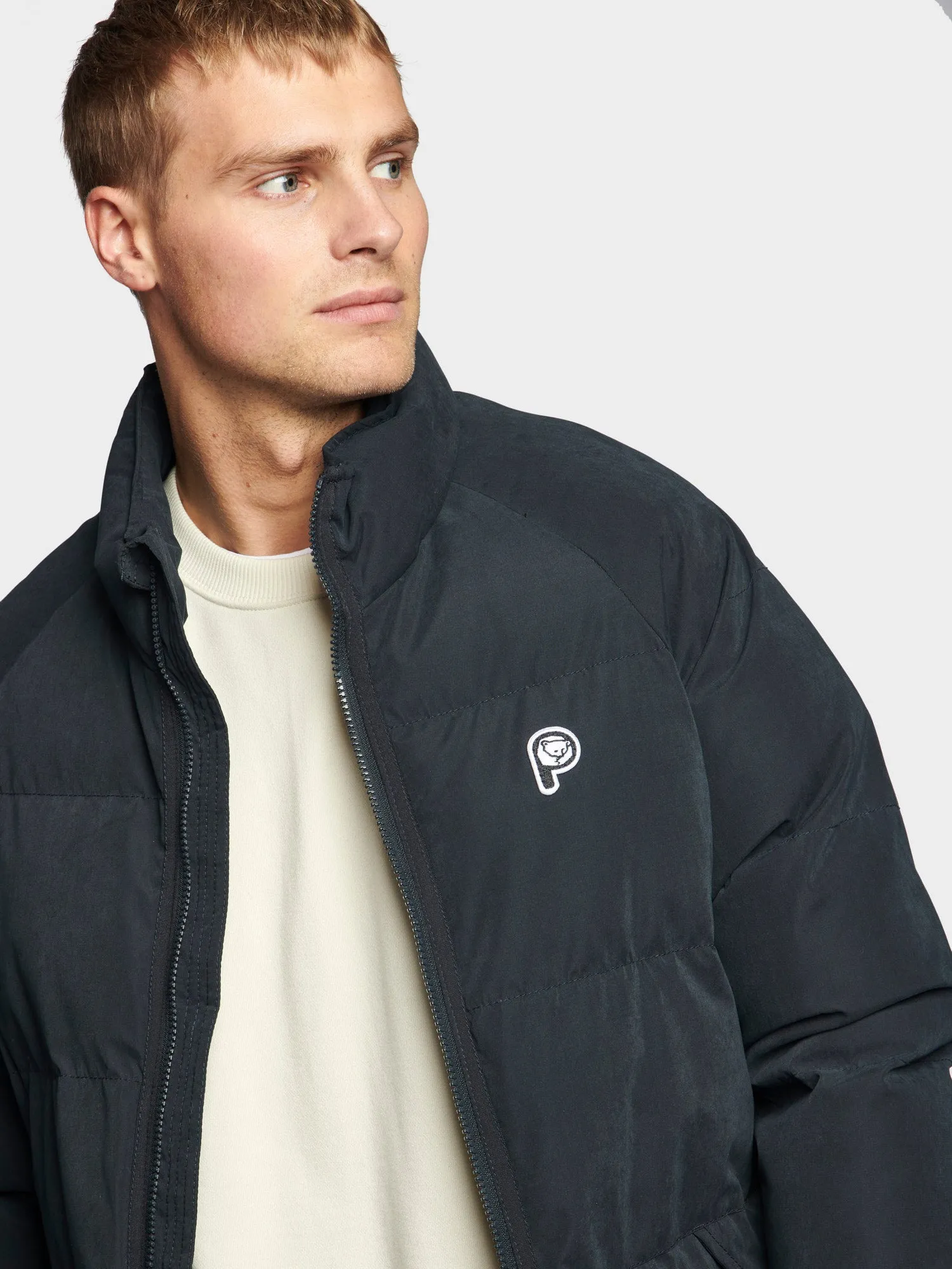 P Bear Funnel Neck Puffer Jacket in Black