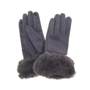 Park Lane Faux Fur Trim Gloves Slate