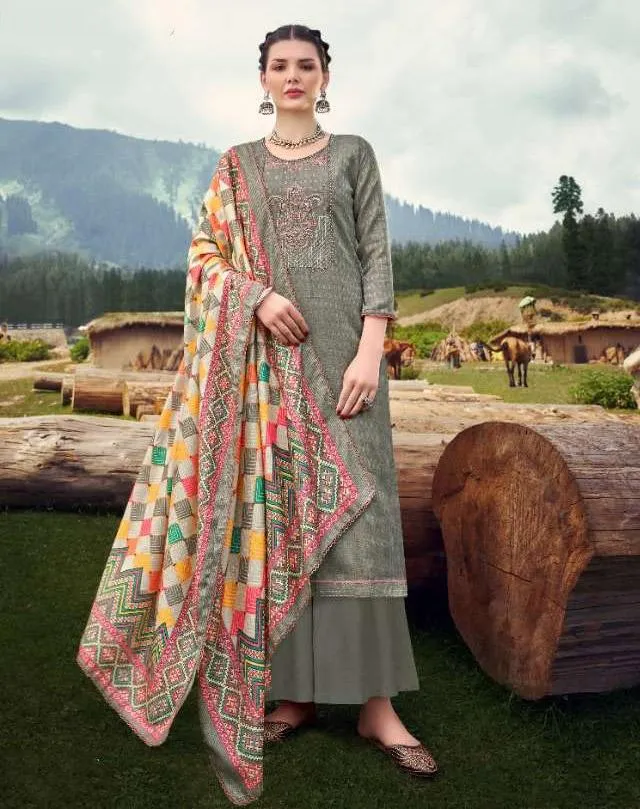 Pashmina Winter Unstitched Suit Material With Dupatta