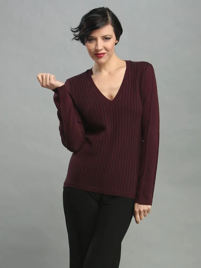 Pin Striped V Neck Pullover