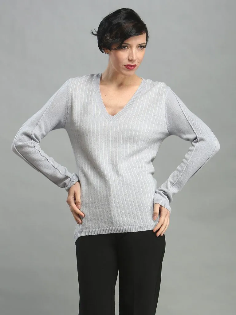 Pin Striped V Neck Pullover