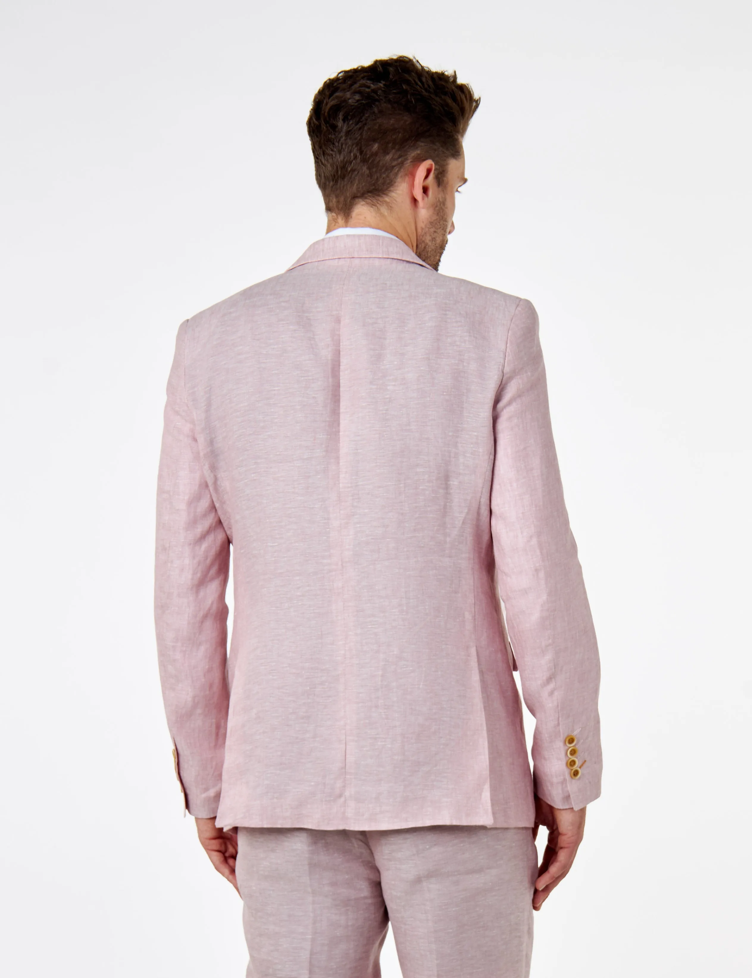 Pink Pure Linen Tailored Fit Summer Suit