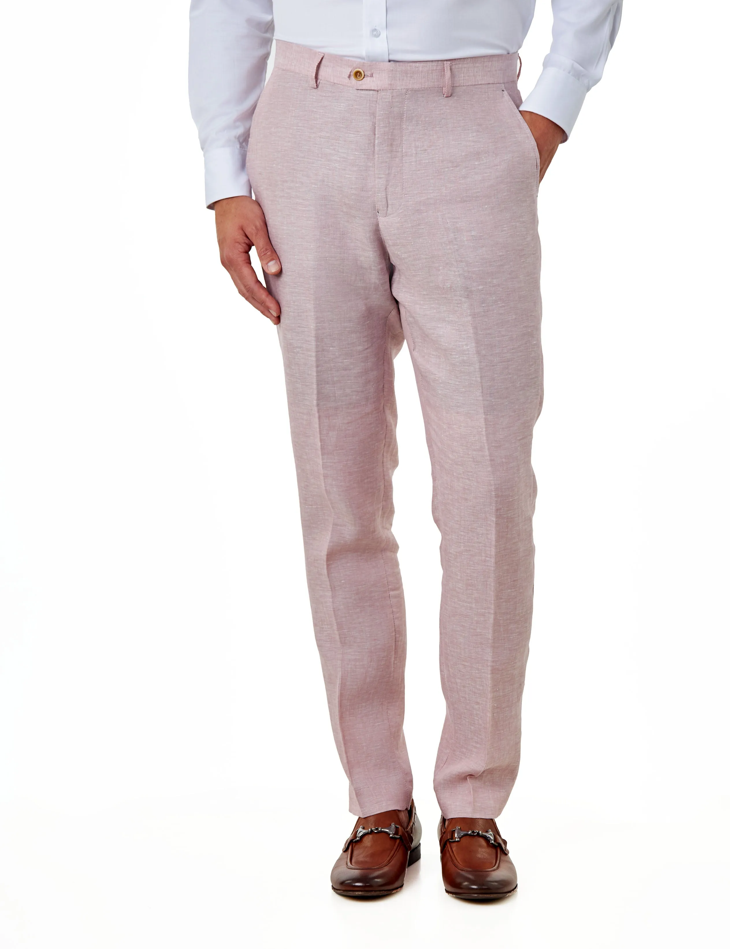 Pink Pure Linen Tailored Fit Summer Suit