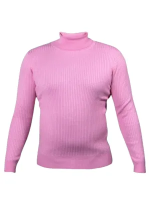 Prestige Pink Men's Turtleneck Sweaters Regular-Fit Pullover Sweater