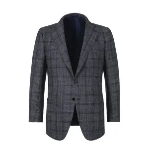 Single-Breasted Checked Wool, Silk and Cashmere-Blend Jacket in Grey and Blue