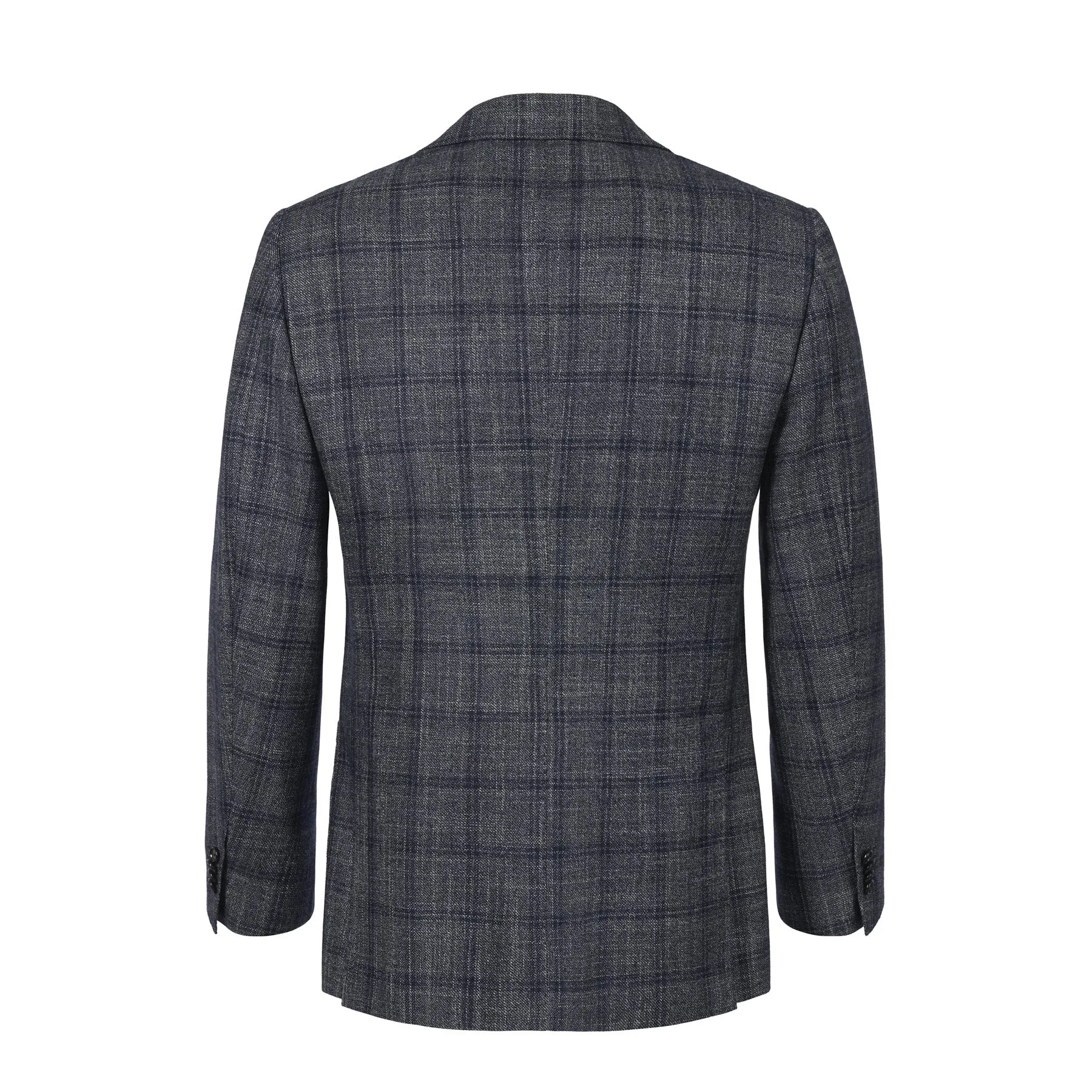 Single-Breasted Checked Wool, Silk and Cashmere-Blend Jacket in Grey and Blue