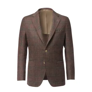 Single-Breasted Glencheck Wool Jacket in Burgundy. Exclusively Made for Sartale