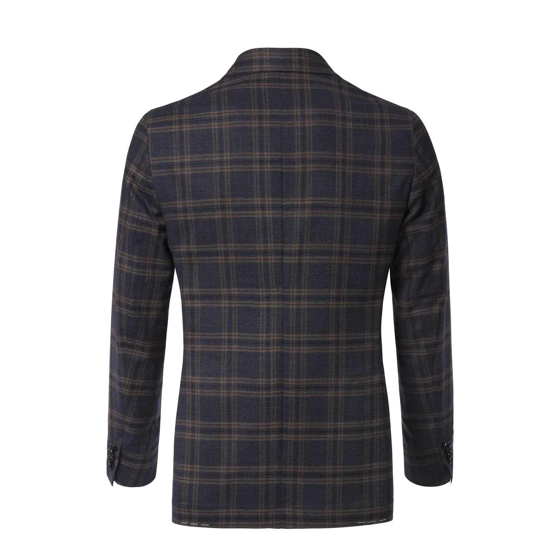 Single-Breasted Plaid-Check Virgin Wool Jacket in Blue. Exclusively Made for Sartale