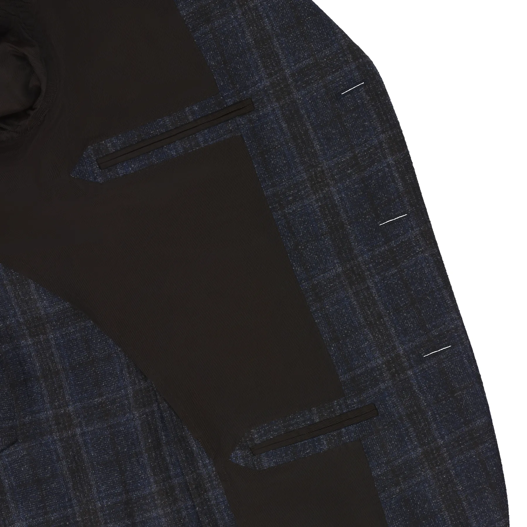 Single-Breasted Plaid Check Wool Jacket in Dark Blue. Exclusively Made for Sartale