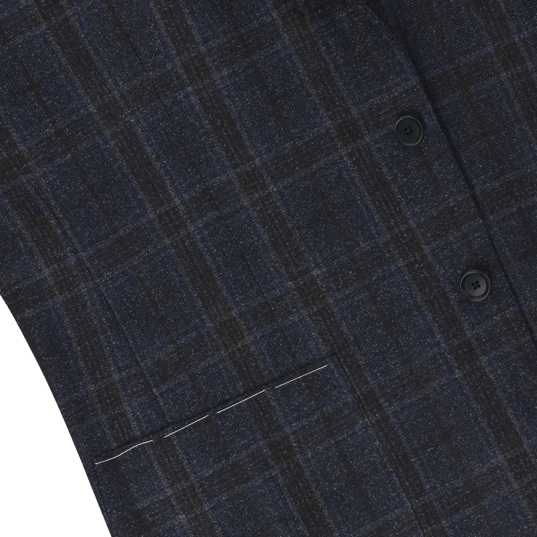 Single-Breasted Plaid Check Wool Jacket in Dark Blue. Exclusively Made for Sartale