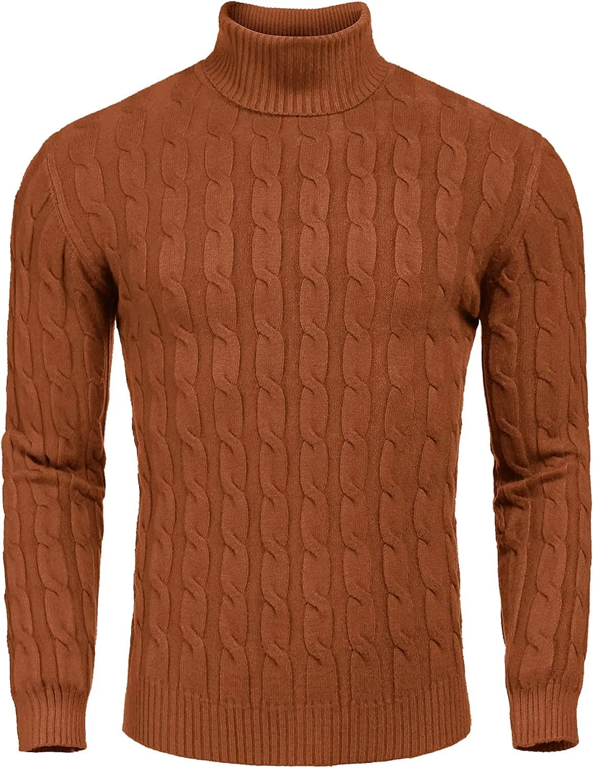 Slim Fit Turtleneck Twisted Knitted Pullover Sweater (US Only)