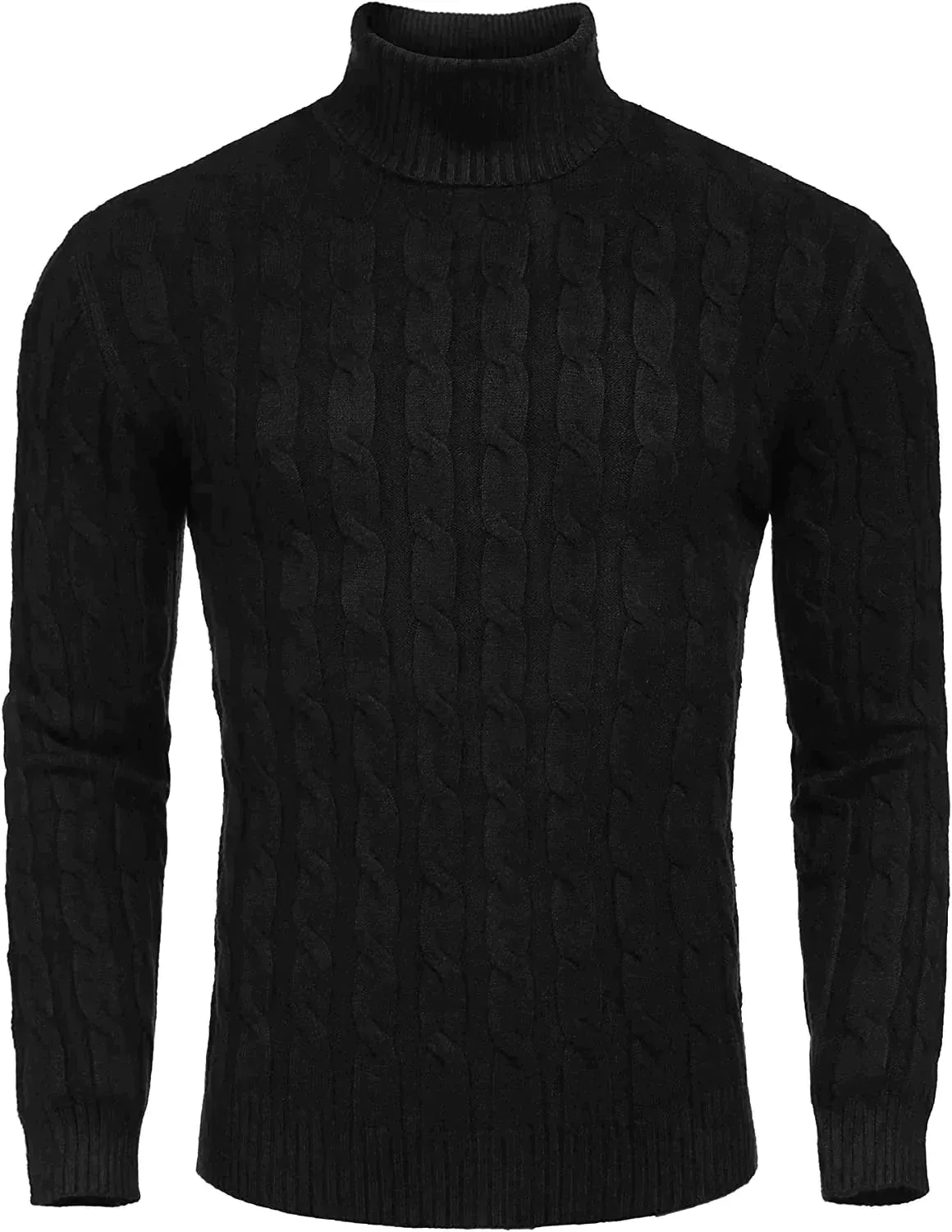 Slim Fit Turtleneck Twisted Knitted Pullover Sweater (US Only)