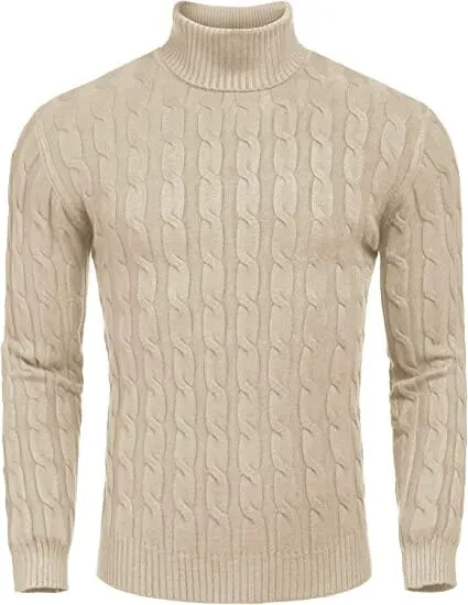 Slim Fit Turtleneck Twisted Knitted Pullover Sweater (US Only)