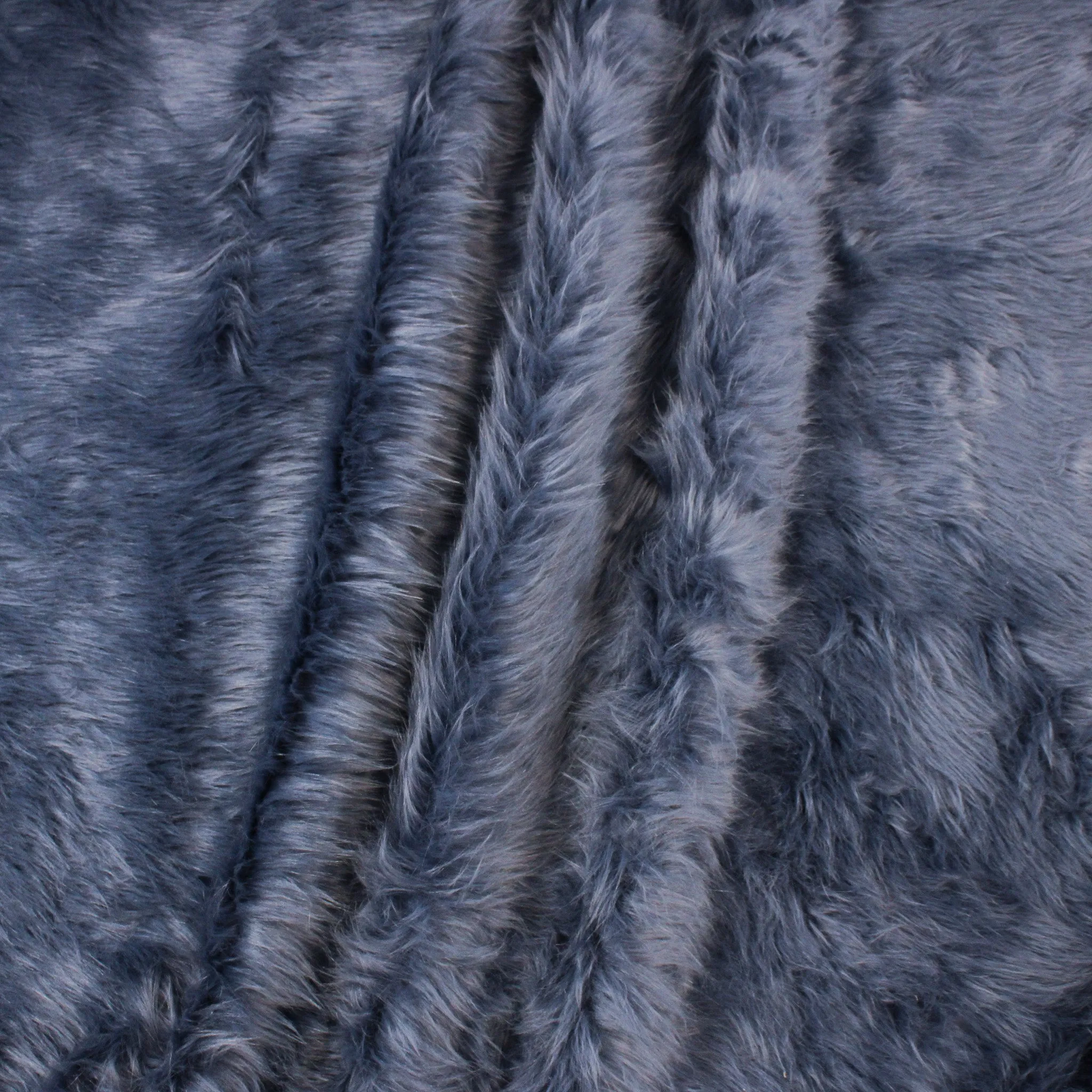 STEEL BLUE LONG PILE FAUX FUR