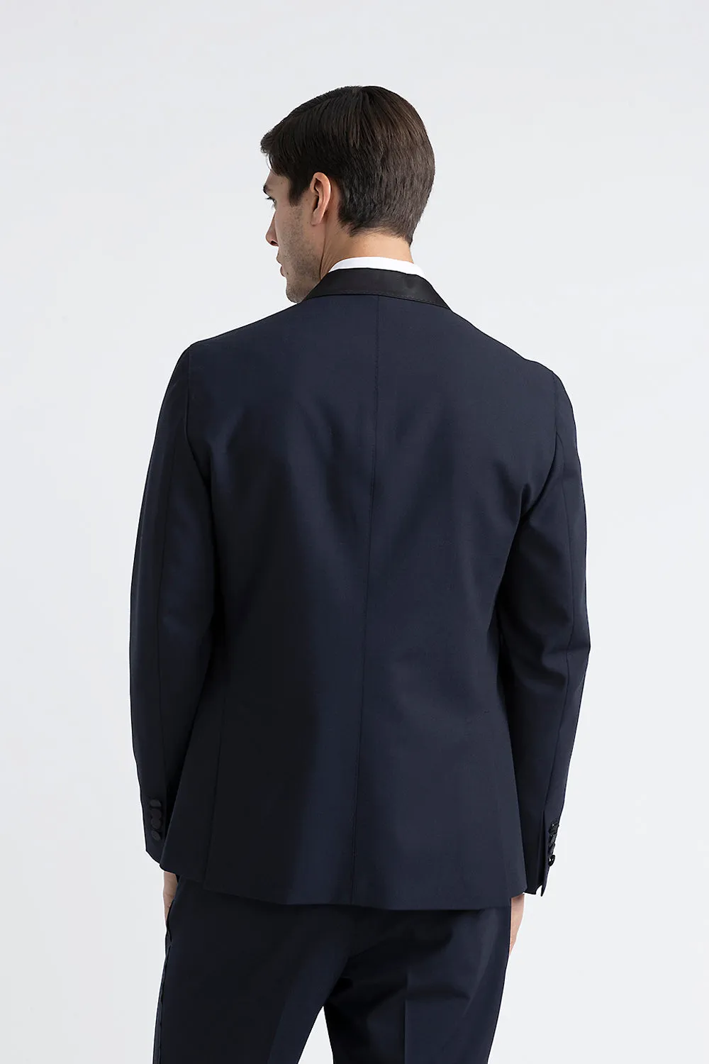 Stretch technical wool single-breasted evening tuxedo