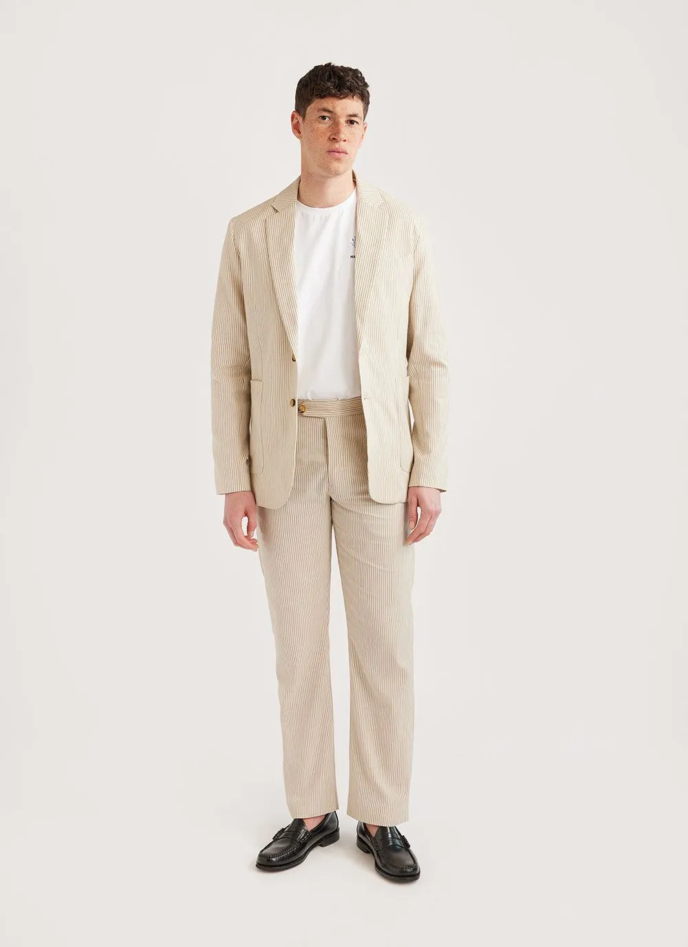 Stripe Tailored Blazer | Natural Stripe