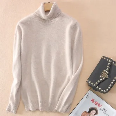 Super Warm Mink Cashmere Soft Fur Fleece Turtleneck Sweaters and Pullovers for Women Autumn Winter Jumper Female Brand Jumper