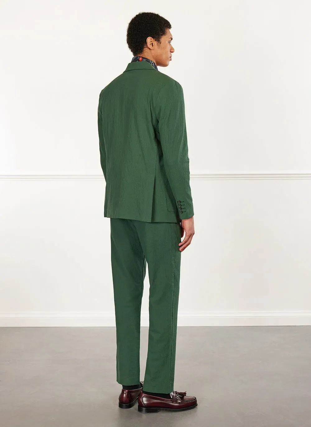 Tailored Seersucker Blazer | Forest