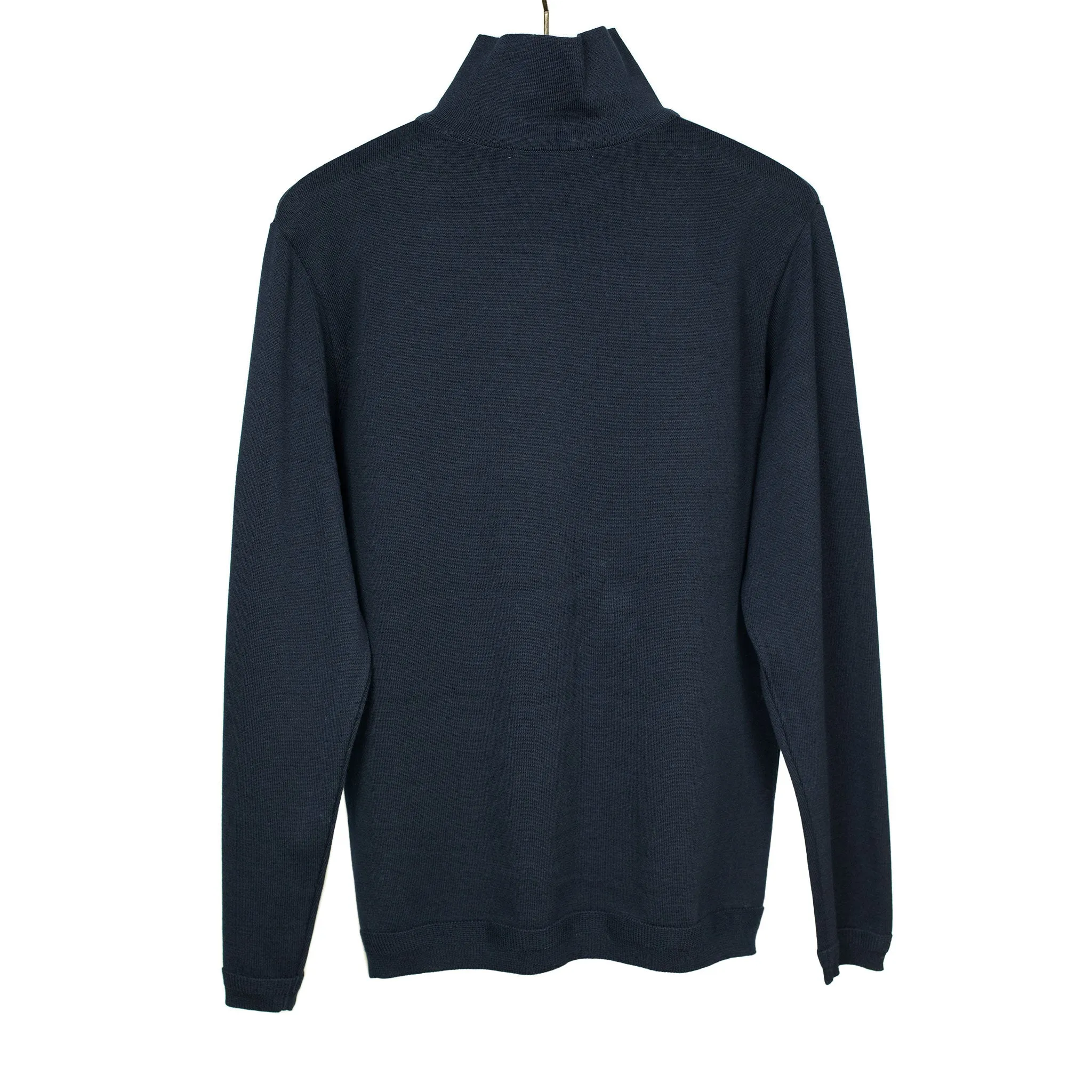 Turtleneck knit t-shirt in navy cotton