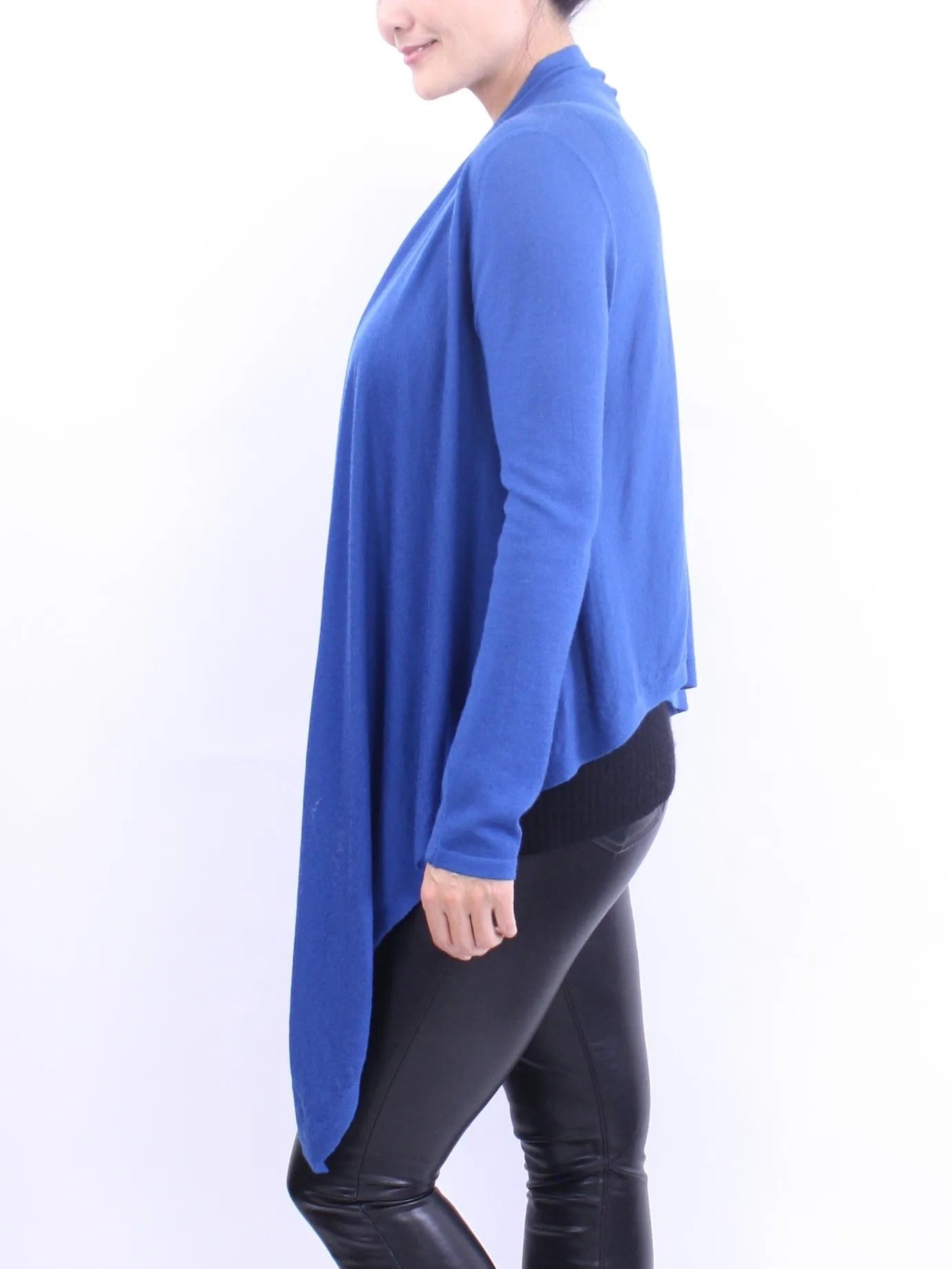 Two-Way Drape Front Wrap Cardigan in Fine Cashmere