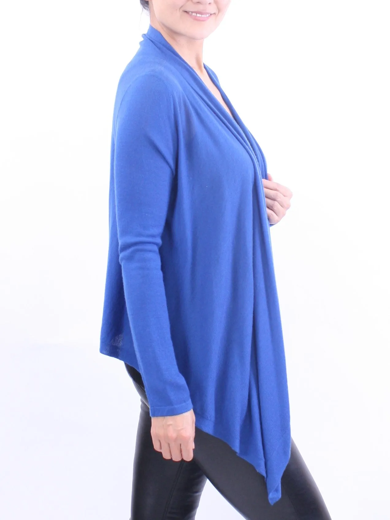 Two-Way Drape Front Wrap Cardigan in Fine Cashmere