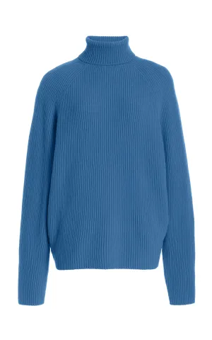 Wigman Knit Turtleneck Sweater in Light Blue Denim Cashmere