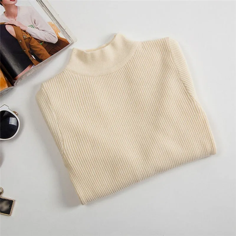 Wjczt Autumn Winter Turtleneck Long Sleeve Sweater Knitted Slim Sweaters Women Casual Pullovers Women's Sweaters Pull Femme 10643