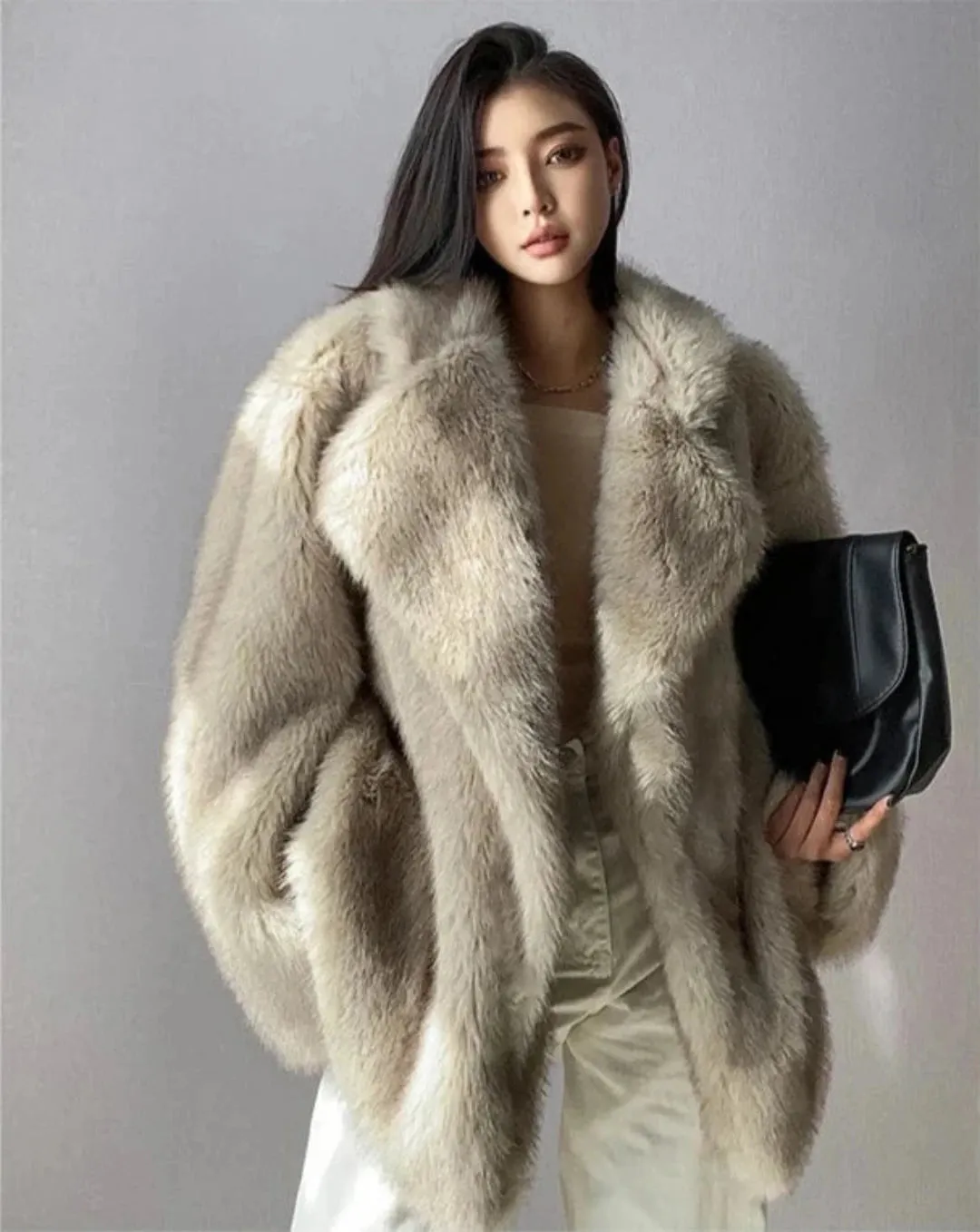 Women's Cozy Oversized Faux Fur Coat | Elegant Outerwear